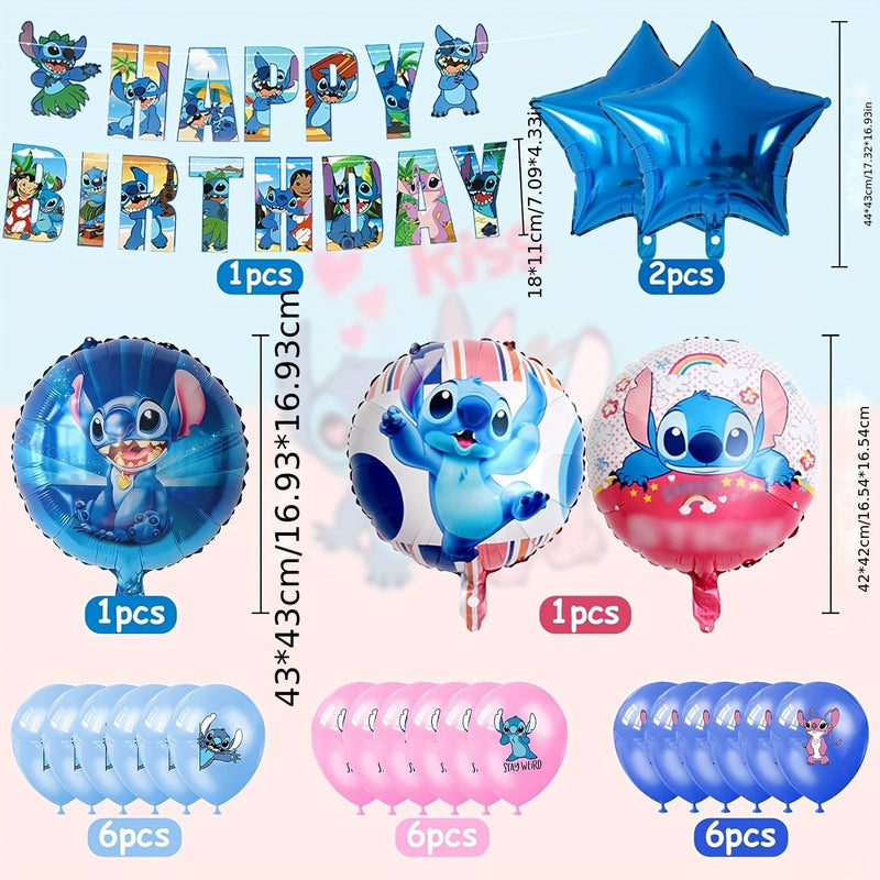 Lilo & Stitch Birthday Set - Complete Party Package for Kids with Balloons and Decorations