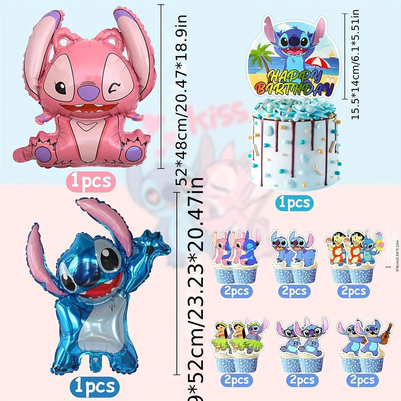 Lilo & Stitch Birthday Set - Complete Party Package for Kids with Balloons and Decorations