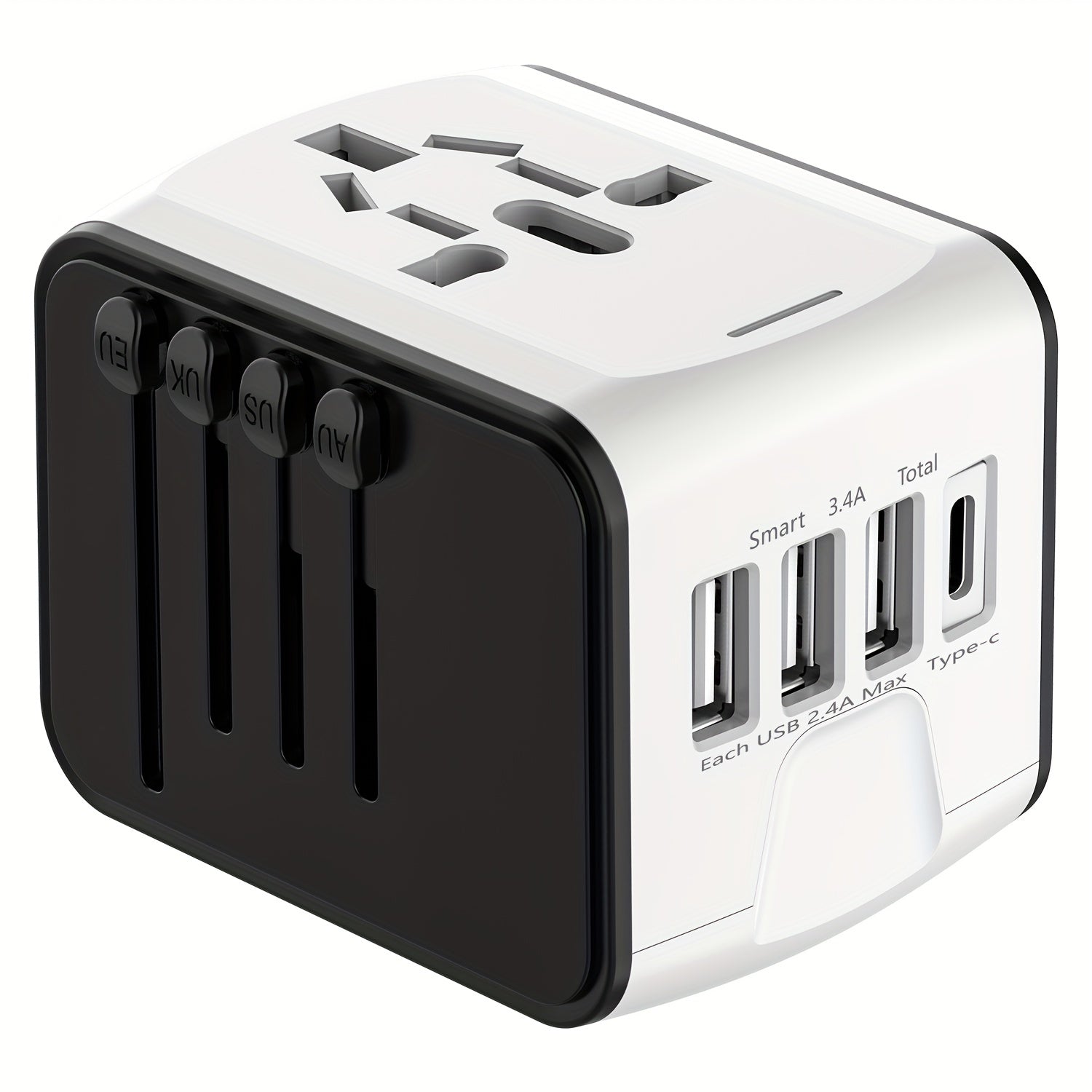 Travel Adapter with 4 USB Ports and Type-C – Global Charger with Fast Charging and Safety Features