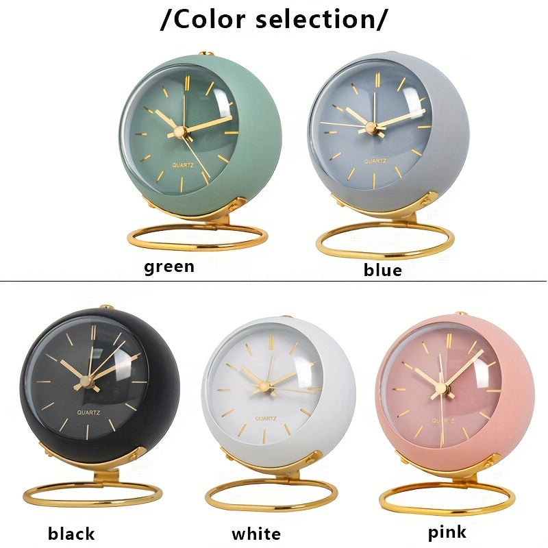 Nordic Silent Desk Clock – Luminous Hands & Metal Frame