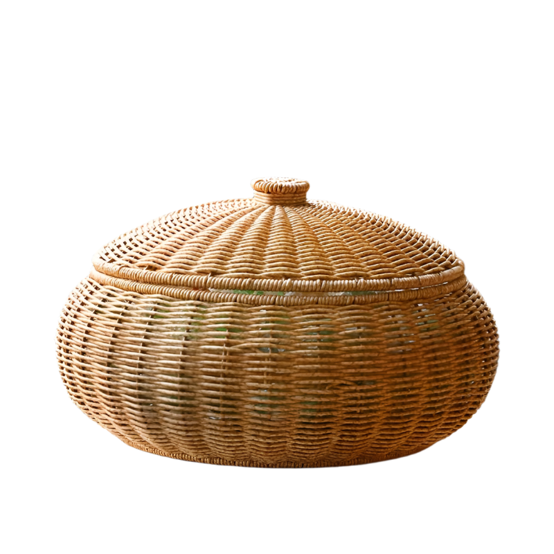 Rustic Woven Storage Basket with Lid - Versatile and Durable
