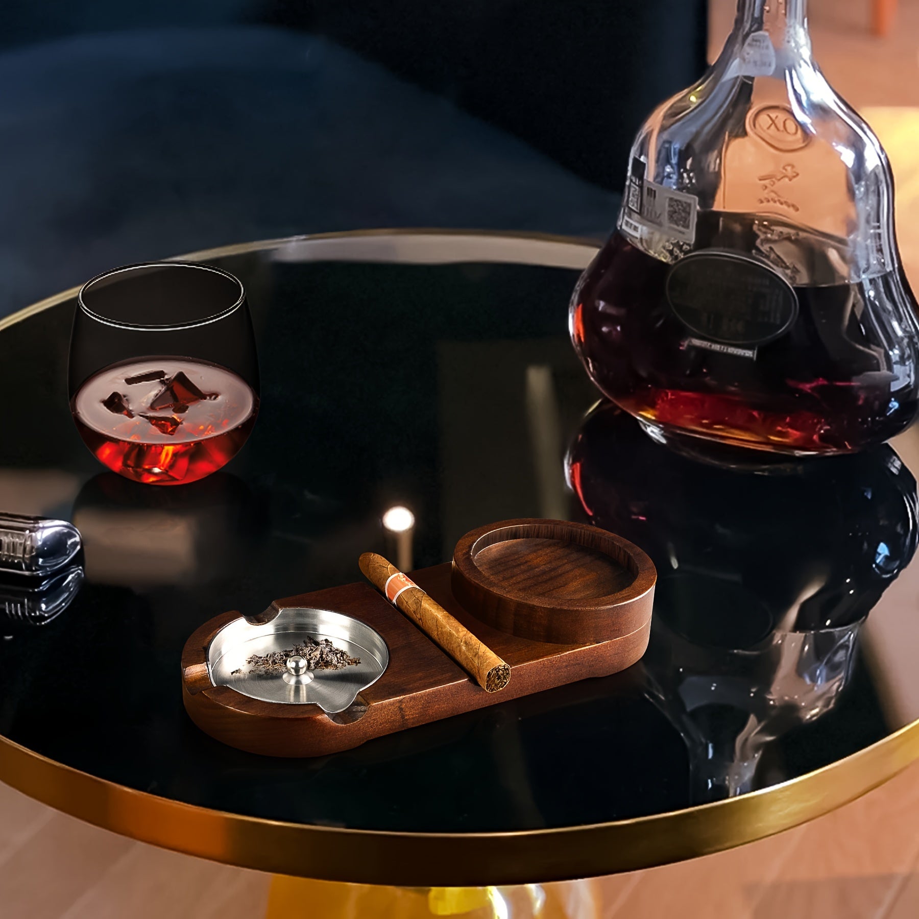 Creative Cigar Ashtray and Whiskey Glass Tray - The Perfect Father's Day Gift or Corporate Gift