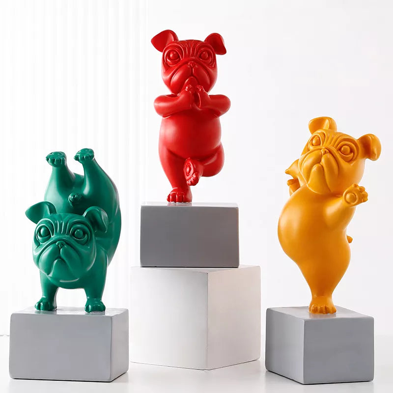 Joyful Bulldog Sculptures - Playful Home Decoration