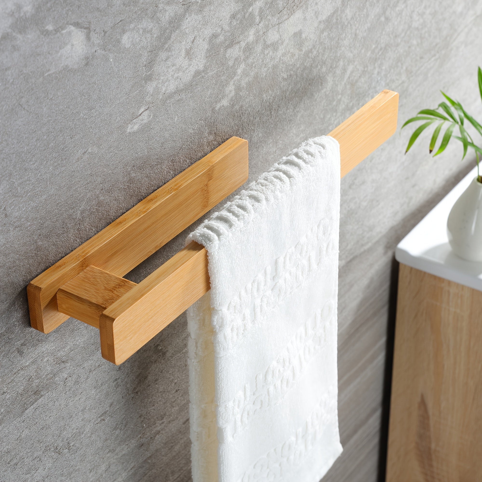 Modern Wooden Towel Holder – Elegant Wall-Mount Without Tools