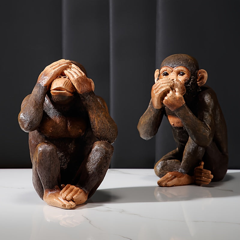 Chimpanzee Figurines Set of 3 - Playful and Realistic for Your Interior