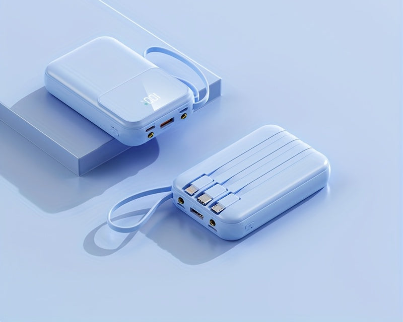 Ultimate Portable Power Bank 10000mAh - Fast Charging with Built-in Cables