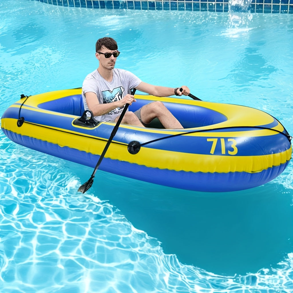 Inflatable Fishing Boat Set – Lightweight 2-Person PVC Boat with Oars