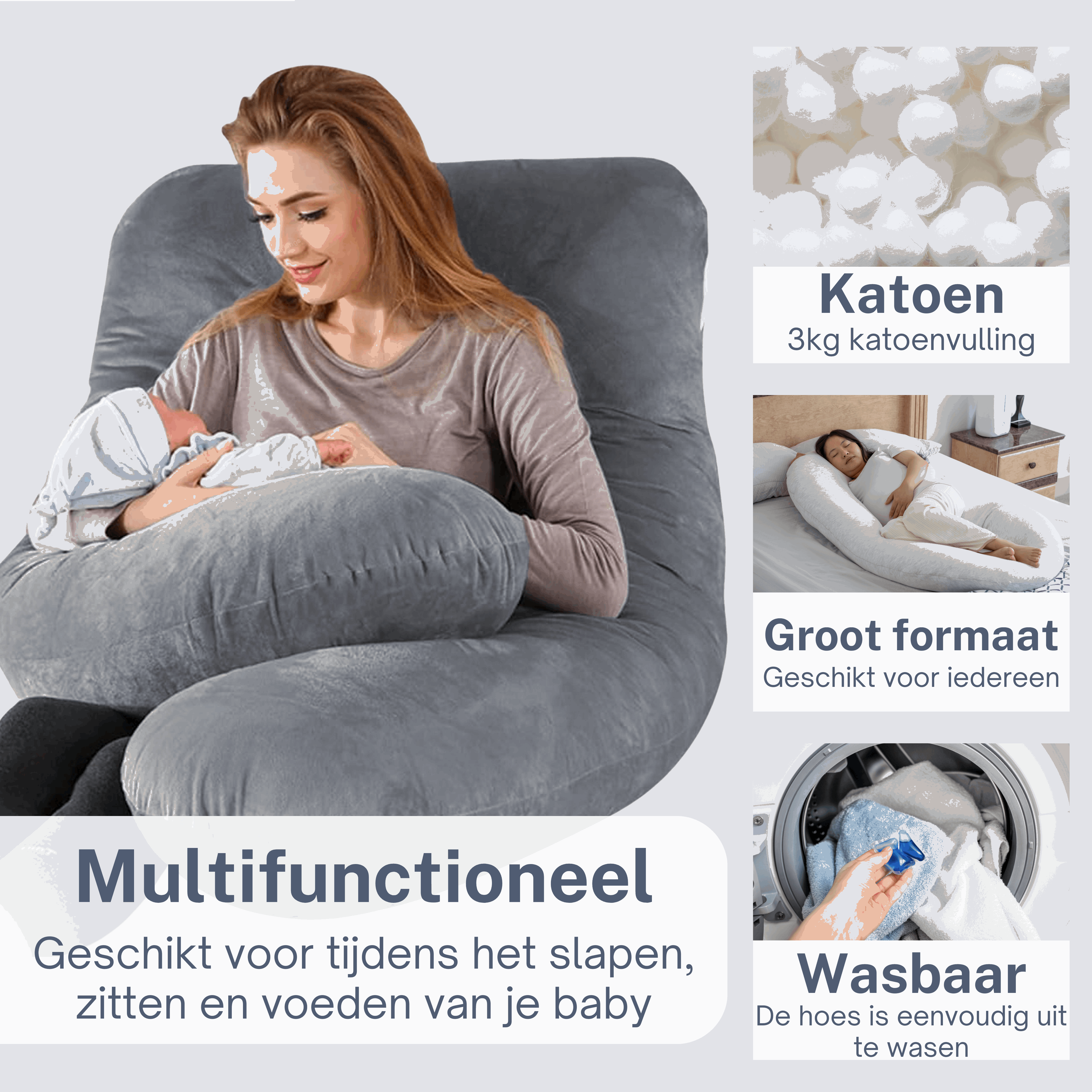ComfortNest Pregnancy & Side Sleeping Pillow – Enhanced Support for Moms and Babies