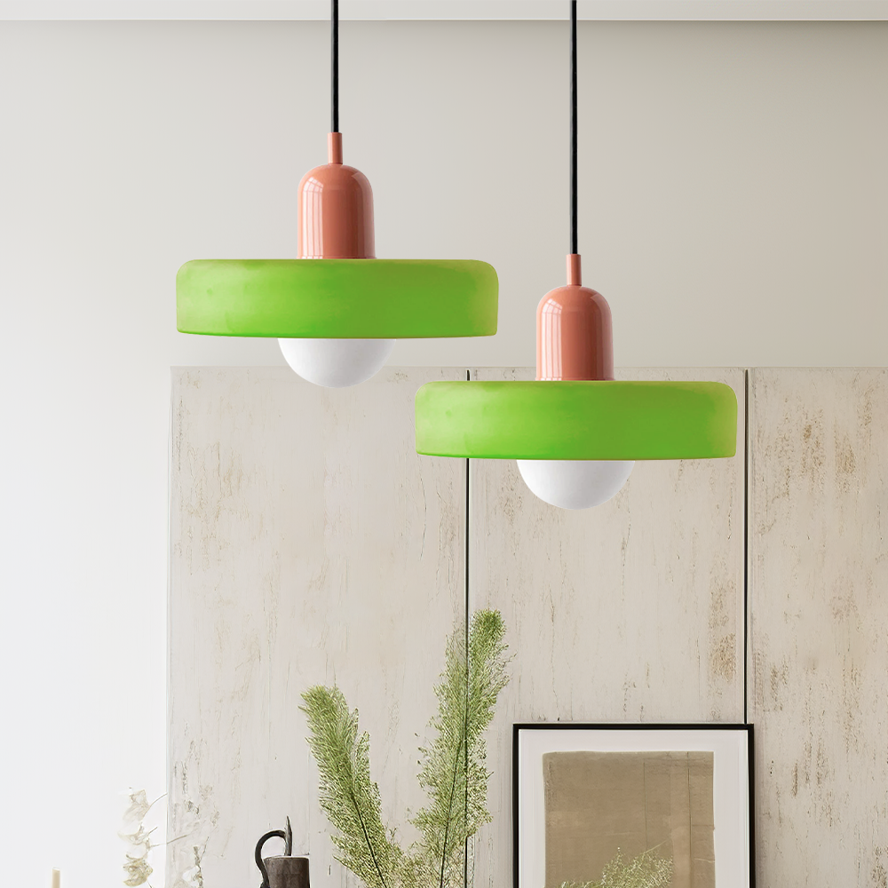 ColorLoop Pendant – Artistic Bauhaus Hanging Lamp with Warm Light