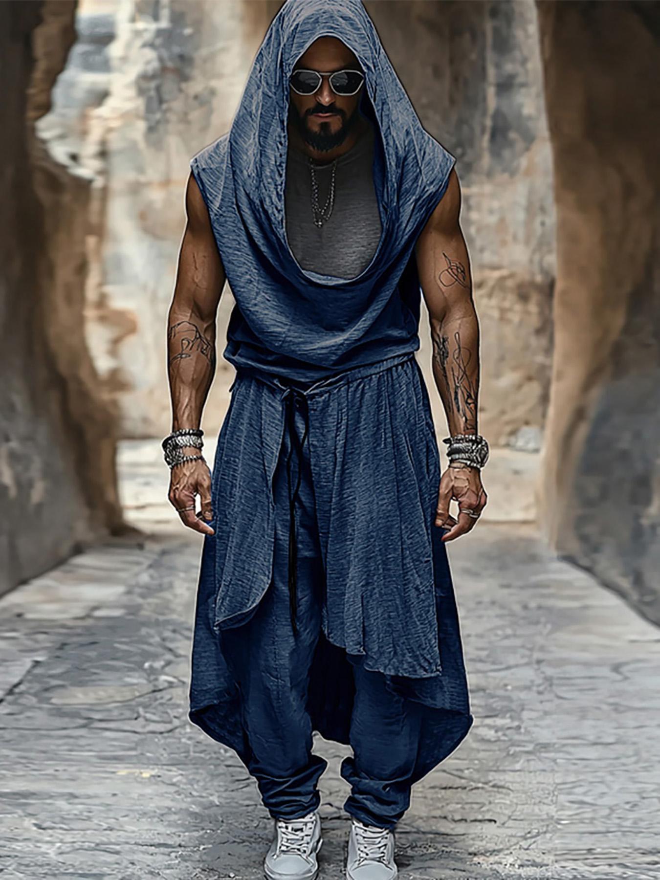 Cool Mid-Length Men's Set – Sleeveless Vest and Baggy Pants