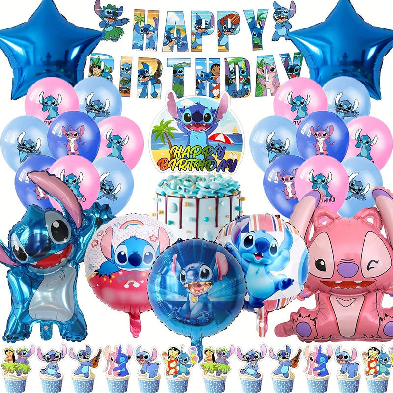 Lilo & Stitch Birthday Set - Complete Party Package for Kids with Balloons and Decorations