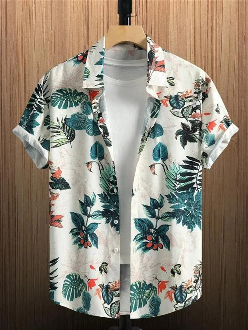 TropicWave Men's Palm Print Shirt – Fresh and Fashionable