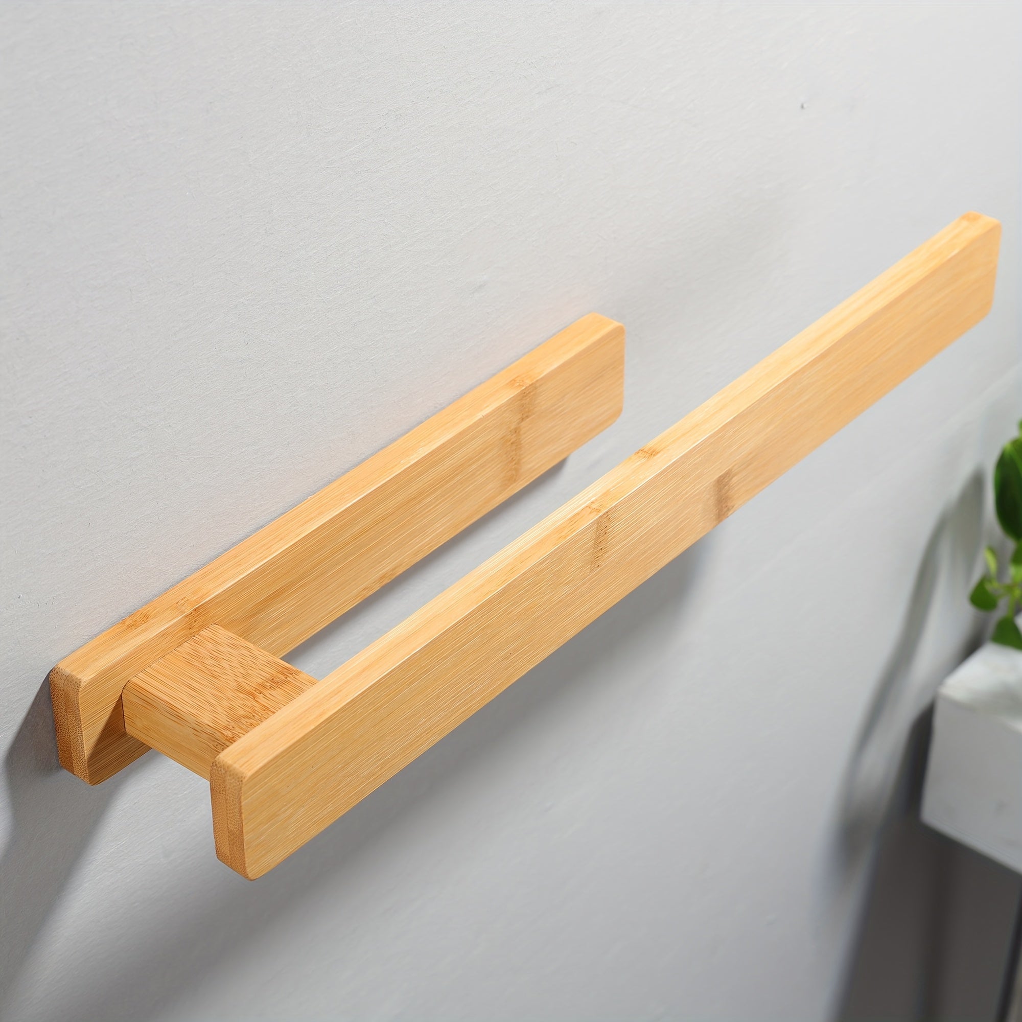 Modern Wooden Towel Holder – Elegant Wall-Mount Without Tools