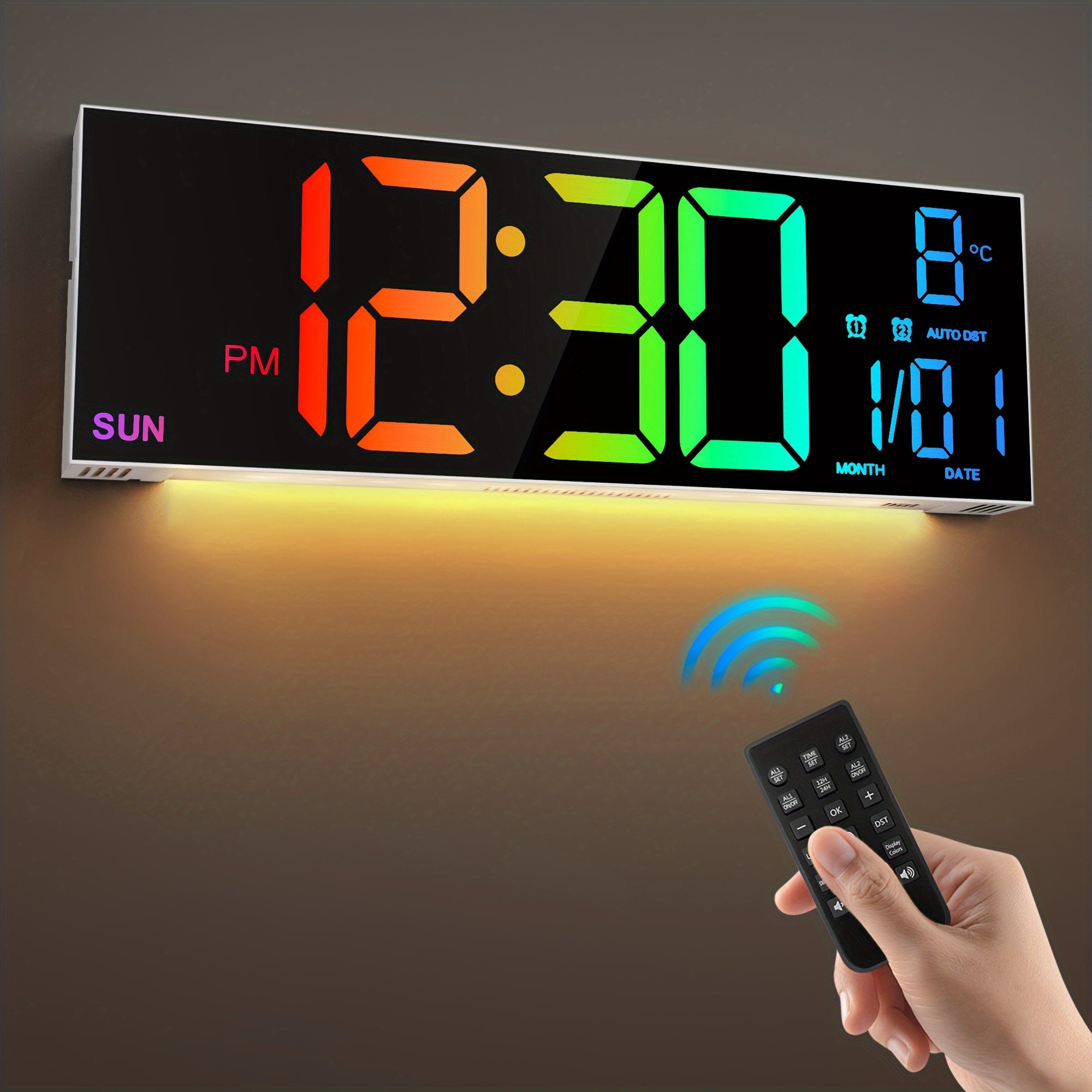LumiWall Digital Wall Clock – Large, Colorful, and Easy to Read