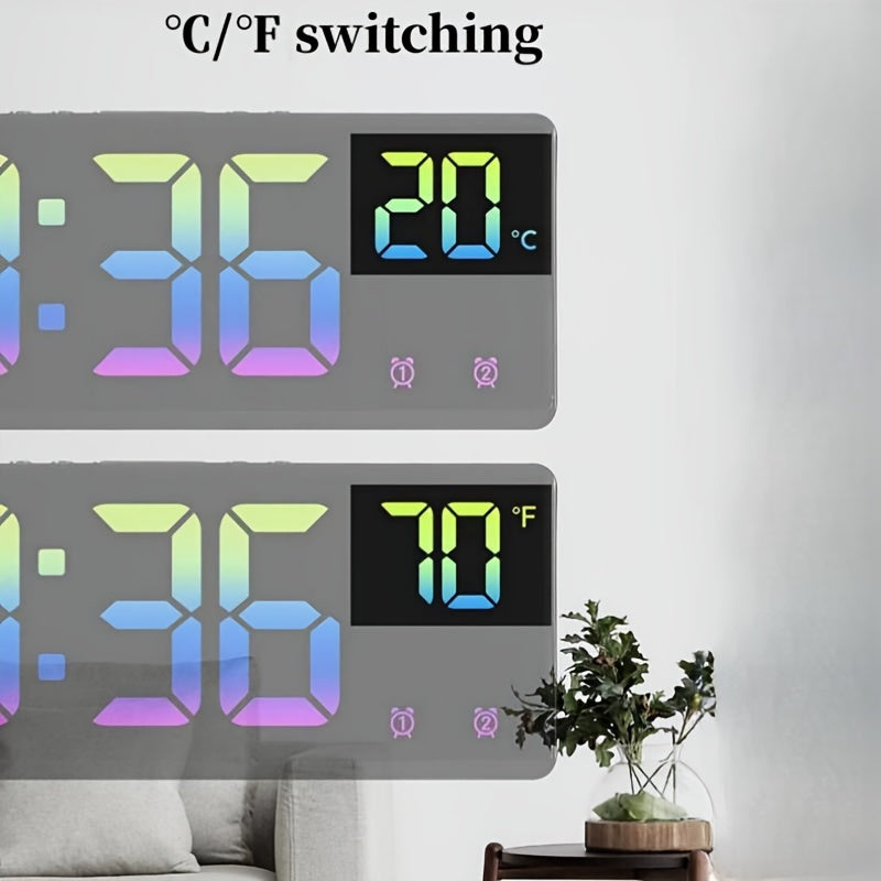 RGB Digital Alarm Clock – Voice-Controlled, Dual Alarm, and Temperature Display