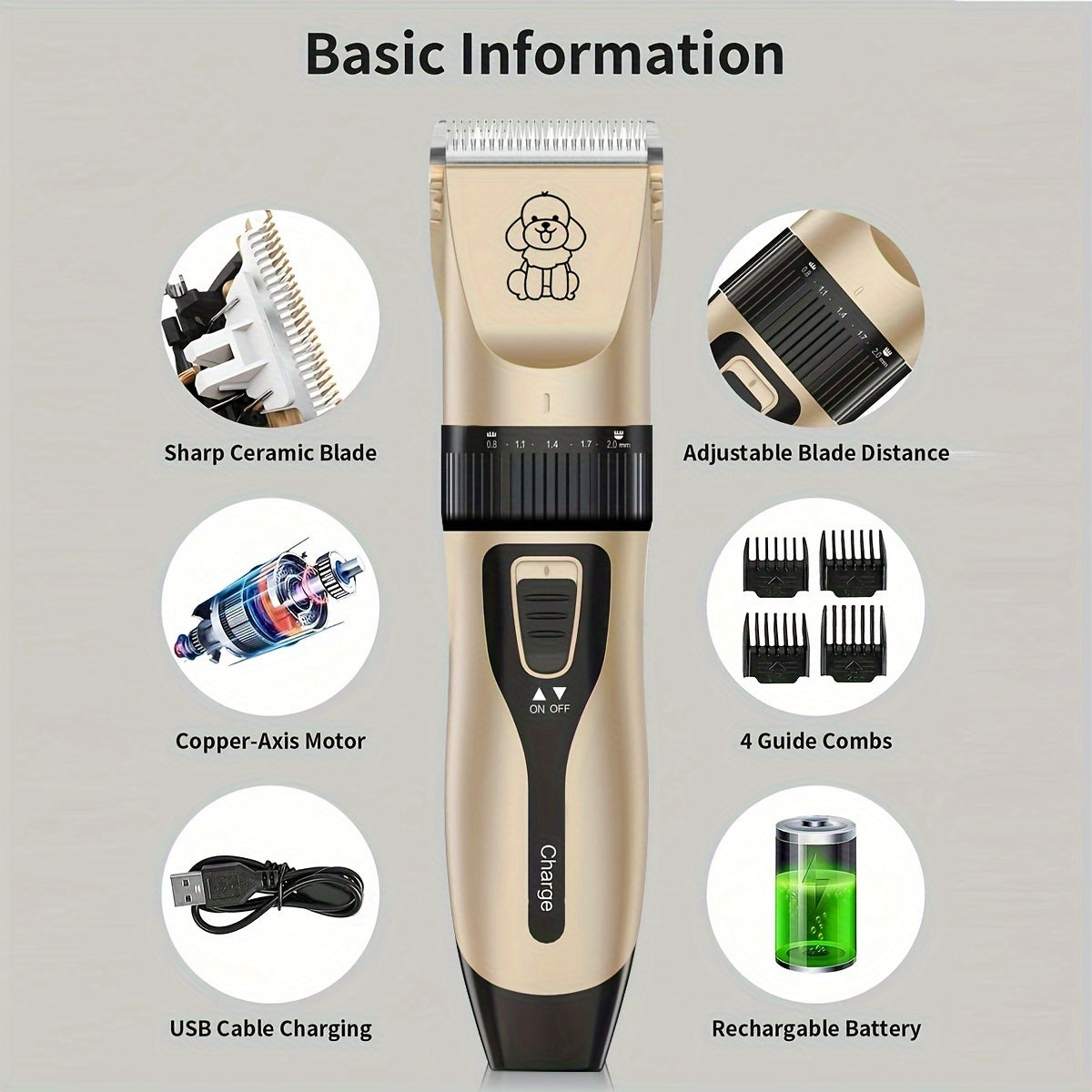 Wireless Pet Groomer – USB Rechargeable and Quiet for Dogs and Cats