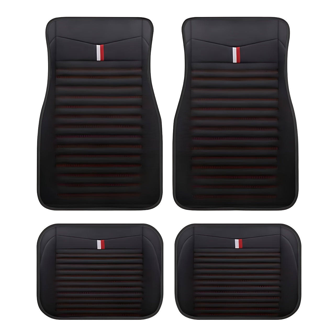 Set of 4 Striped Floor Mats for Cars – Non-Slip and Stain-Resistant for All Seasons