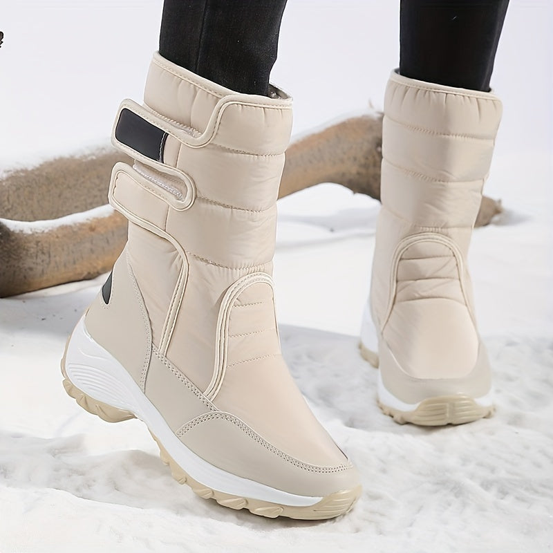 Ladies Mid-Cut Snow Boots – Warm Winter Boots with Anti-Slip Sole and Velcro Closure