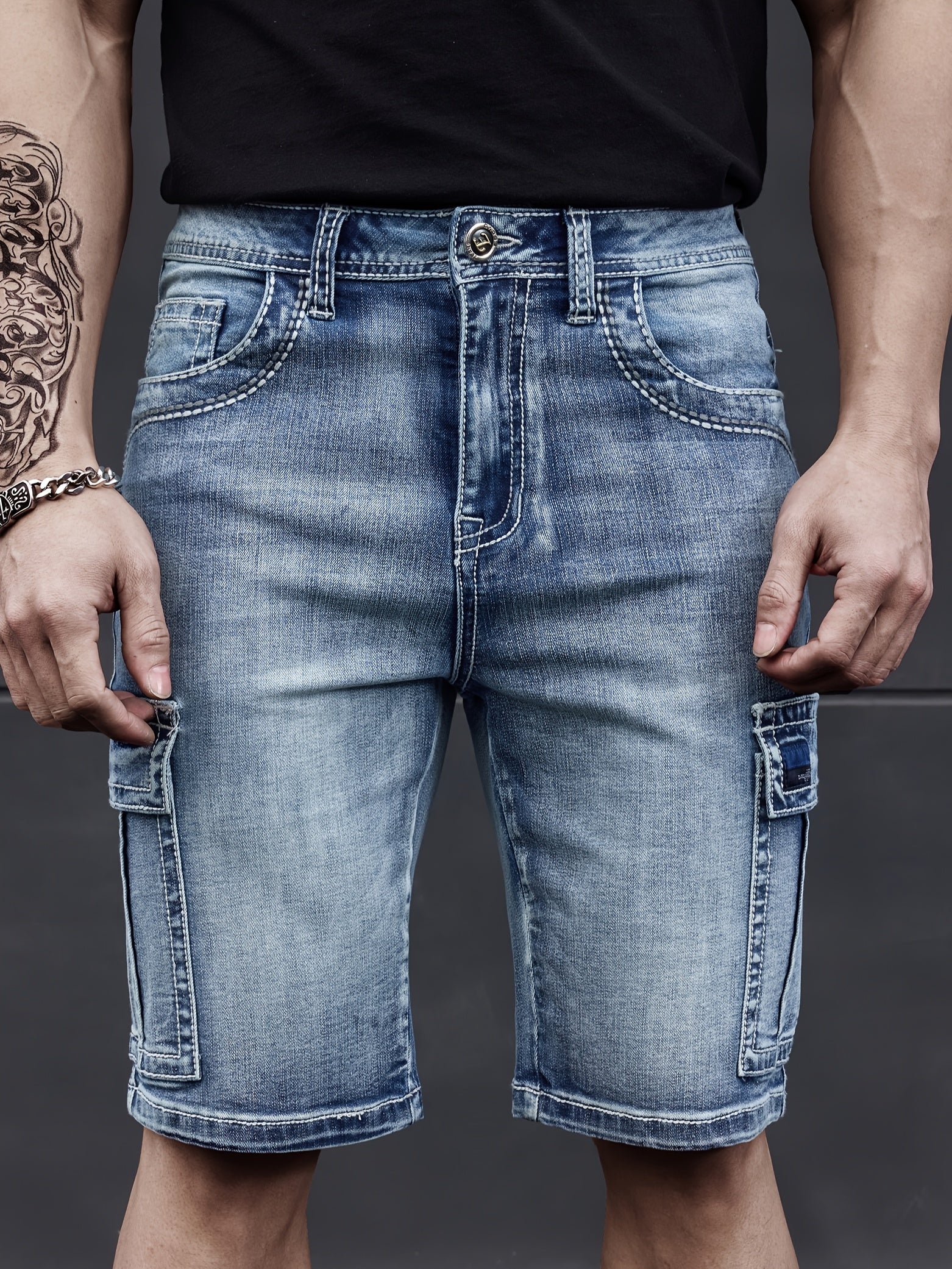 Men's Multi-Pocket Denim Shorts - Practical and Comfortable