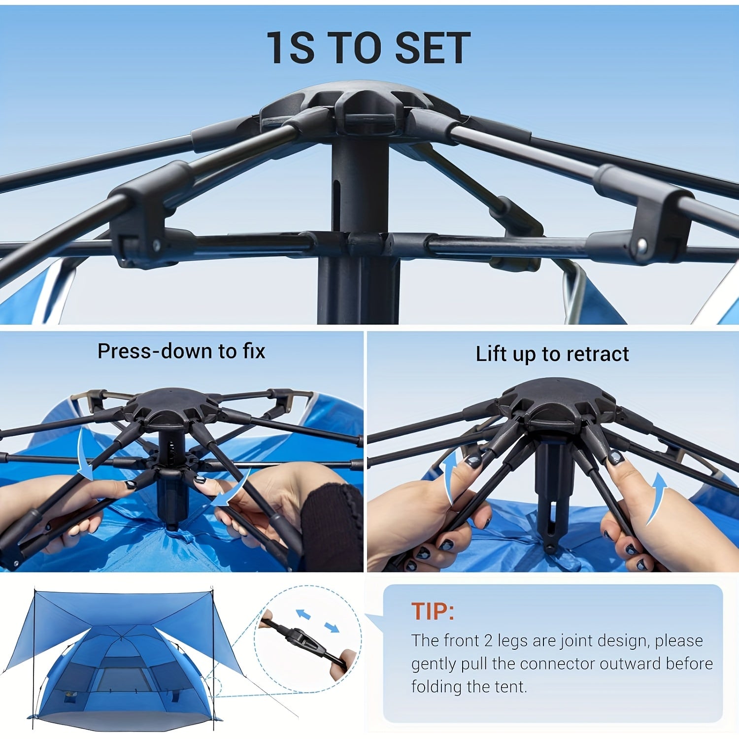 BreezeShield Beach Tent – Lightweight and Spacious for 4-6 People
