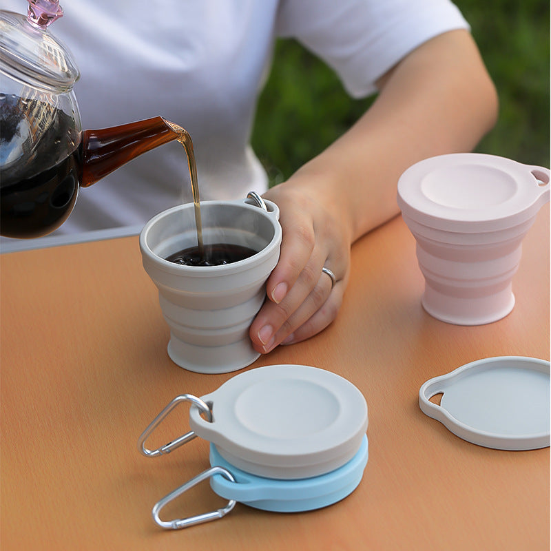 Foldable Silicone Cup with Carabiner - Portable and Durable Cup for Outdoor and Camping