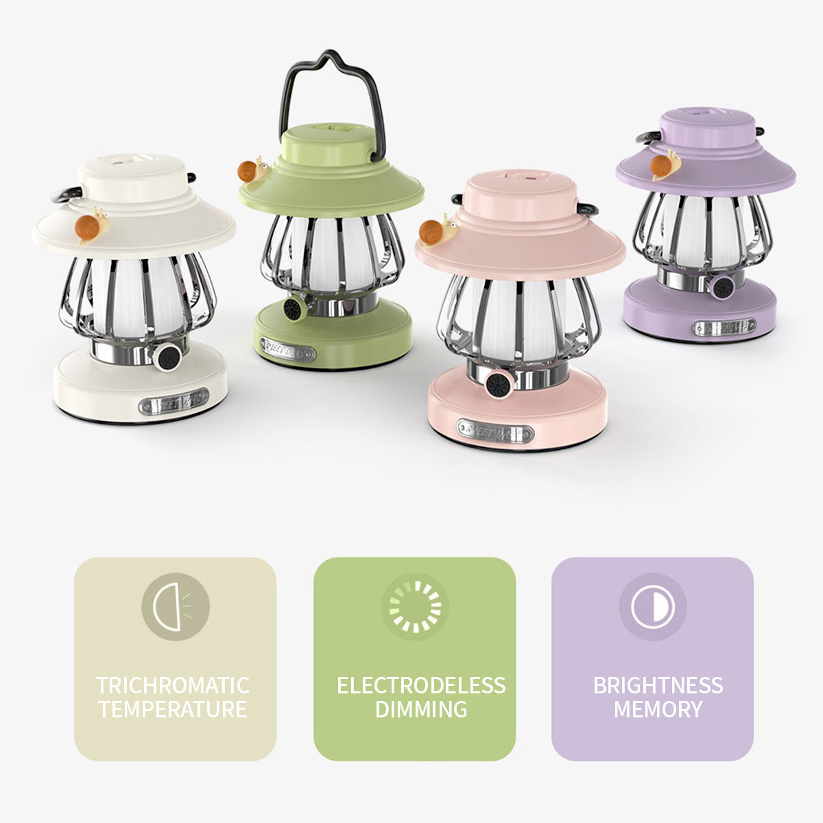 SnailGlow Portable Camping Lamp – USB Rechargeable Night Light