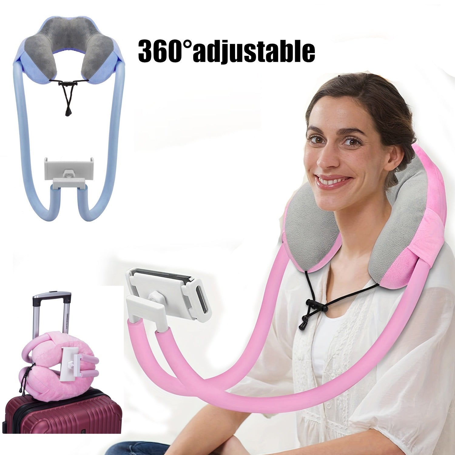 ReisLuxe Adjustable Neck Support with Phone Holder - For Comfort and Convenience