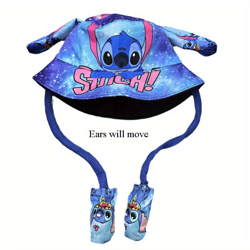 Moving Ears Fisherman Hat for Kids – Cute Cartoon Stitch Design