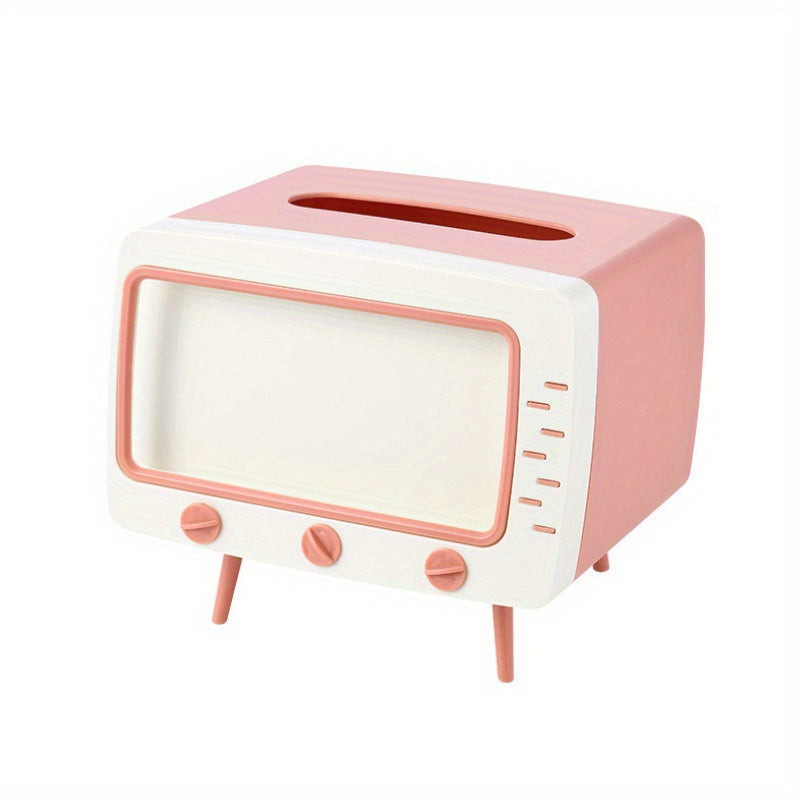 RetroTV Tissue Box Holder - Multifunctional Tissue Dispenser with Phone Dock