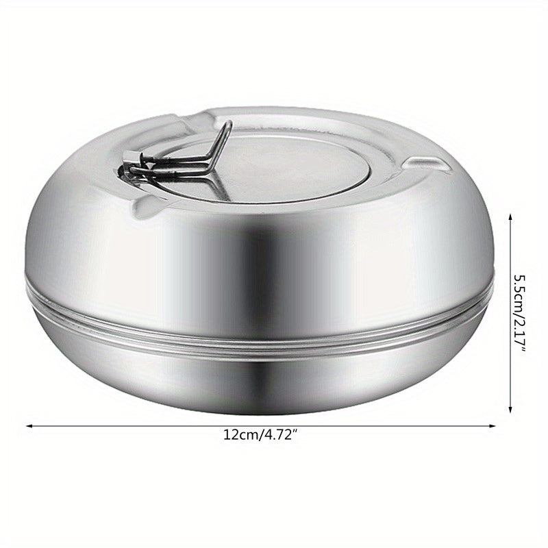 Stainless Steel Ashtray with Lid – Windproof and Rust-Free Ashtray for Indoor and Outdoor Use