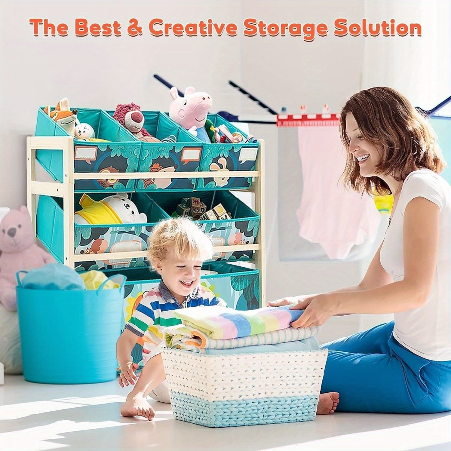 Toy Organizer with 3 Levels and Storage Bins – Perfect for Children's Room and Toy Storage