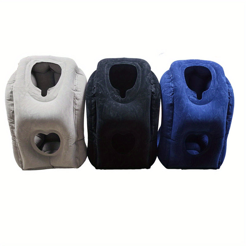 Inflatable Travel Neck Pillow with Heart Cut-Out – Compact and Washable