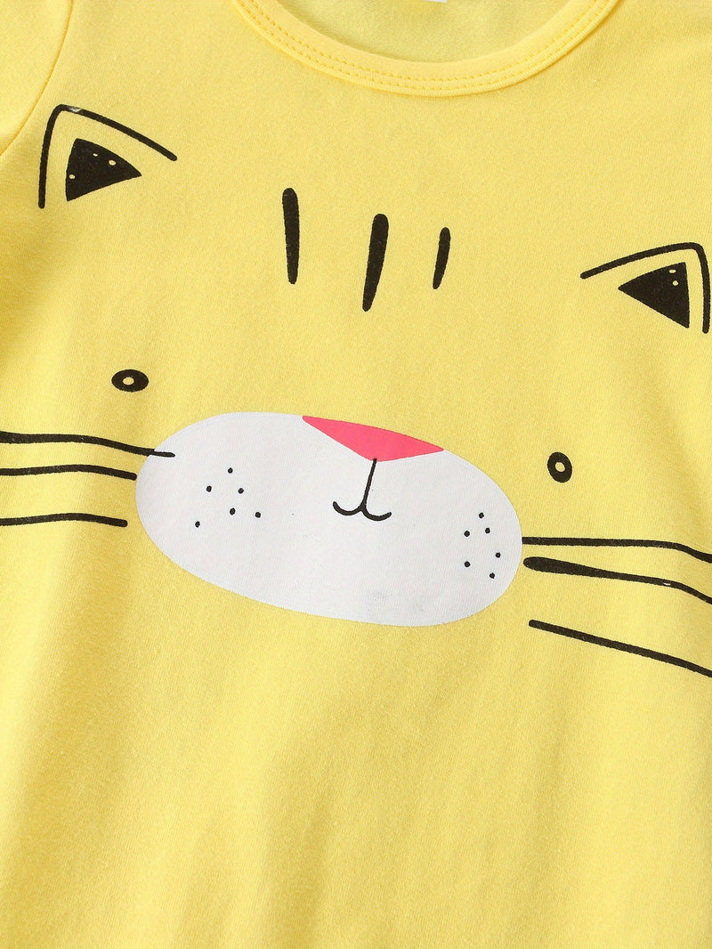 Set of 6 Baby Rompers with Animal Prints – Including Hats for Baby Boys