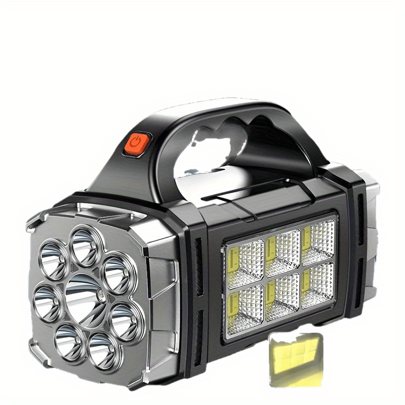 Super Bright LED Spotlight – Rechargeable Power Bank with USB and Solar Energy for Outdoor Adventures