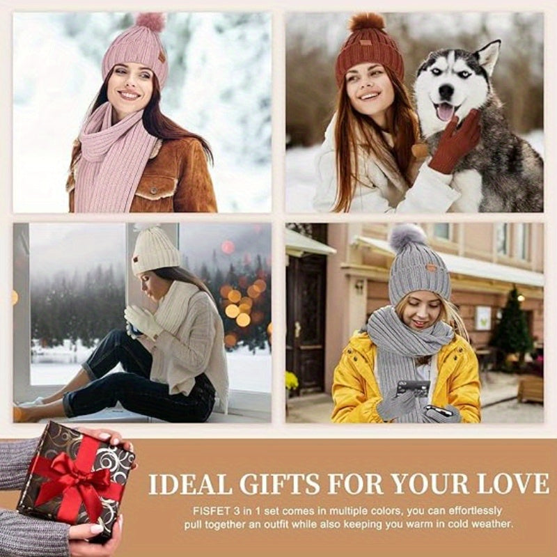 Lieke 3-in-1 Winter Set – Warm Knitted Beanie, Scarf, and Gloves