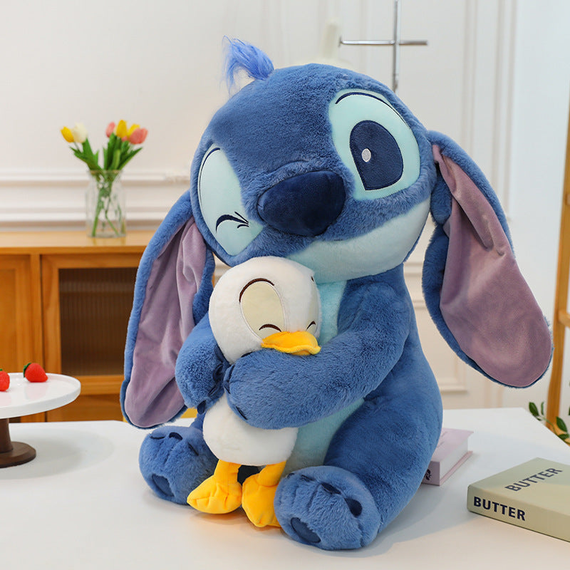 Kawaii Stitch Plush Cuddle Toy - Cute Cartoon Sleeping Doll for Bedtime and Decoration
