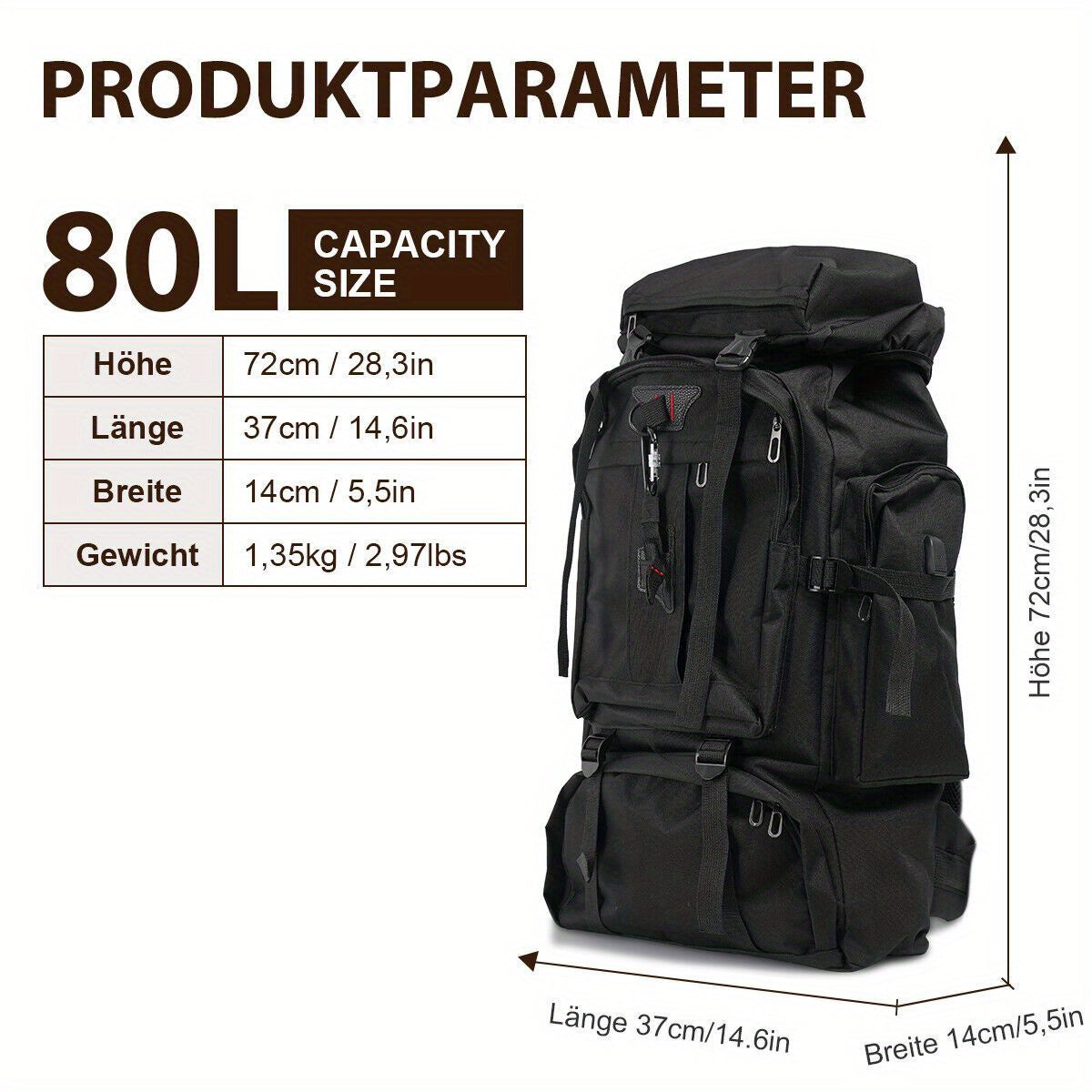 Explorer 80L Hiking Backpack – Sturdy and Versatile