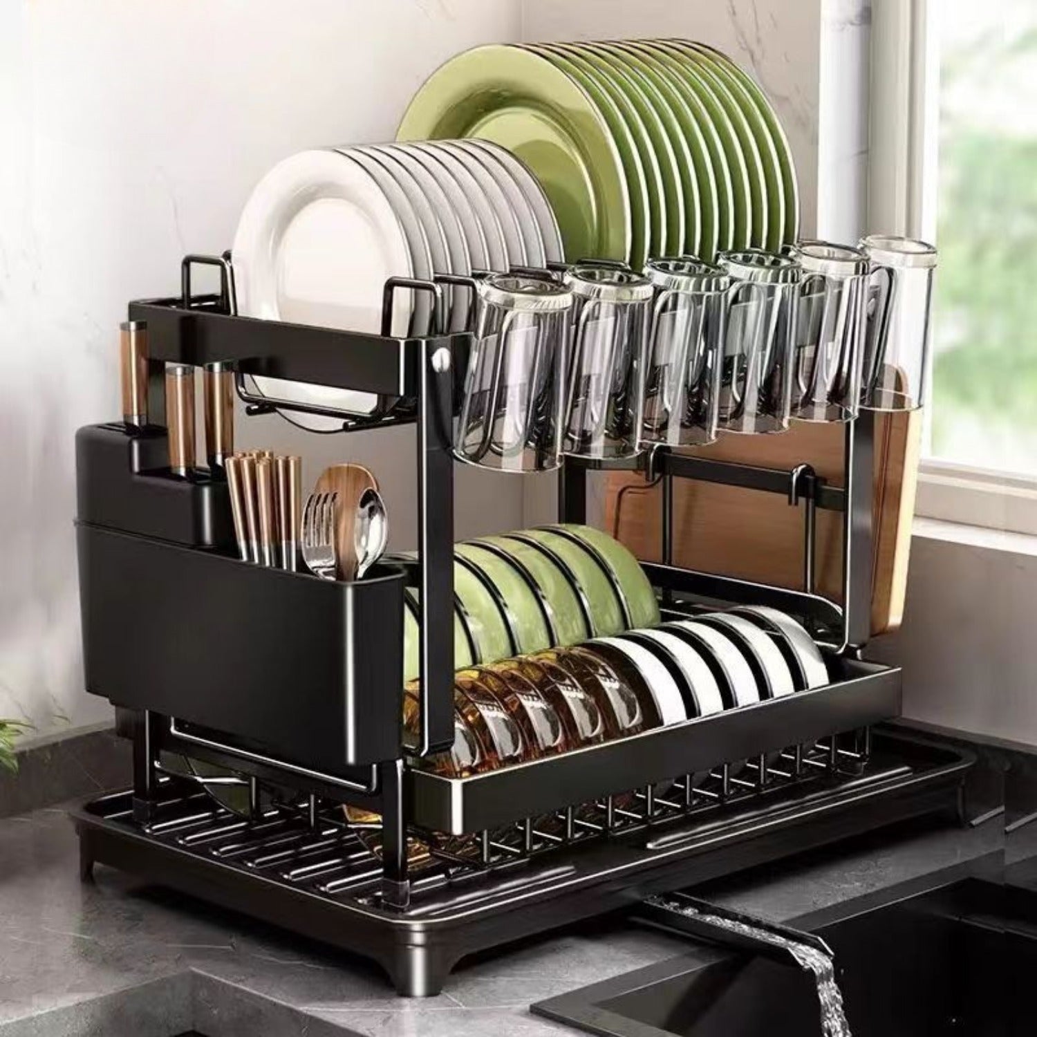 Adjustable 2-Tier Dish Rack – Durable and Practical for Every Kitchen