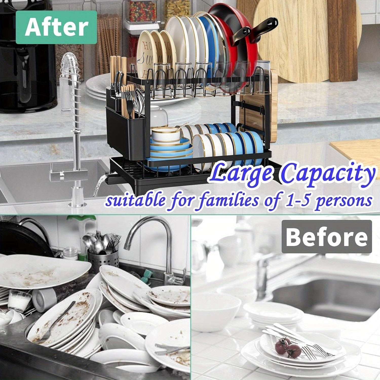 Adjustable 2-Tier Dish Rack – Durable and Practical for Every Kitchen