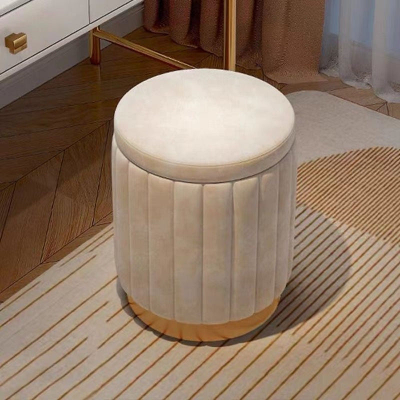Nordic Chic Storage Ottoman – Stylish Round Pouf with Storage and Mirror Finish