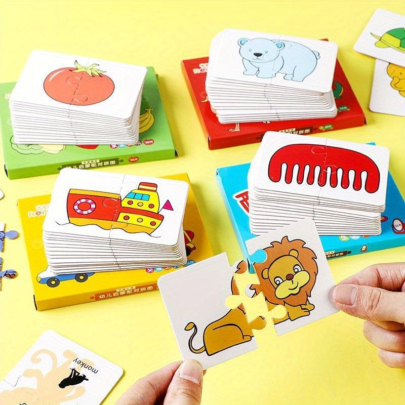 Educational Puzzle Set for Children – 16 Pieces with Fun Images of Professions, Vehicles, and Vegetables