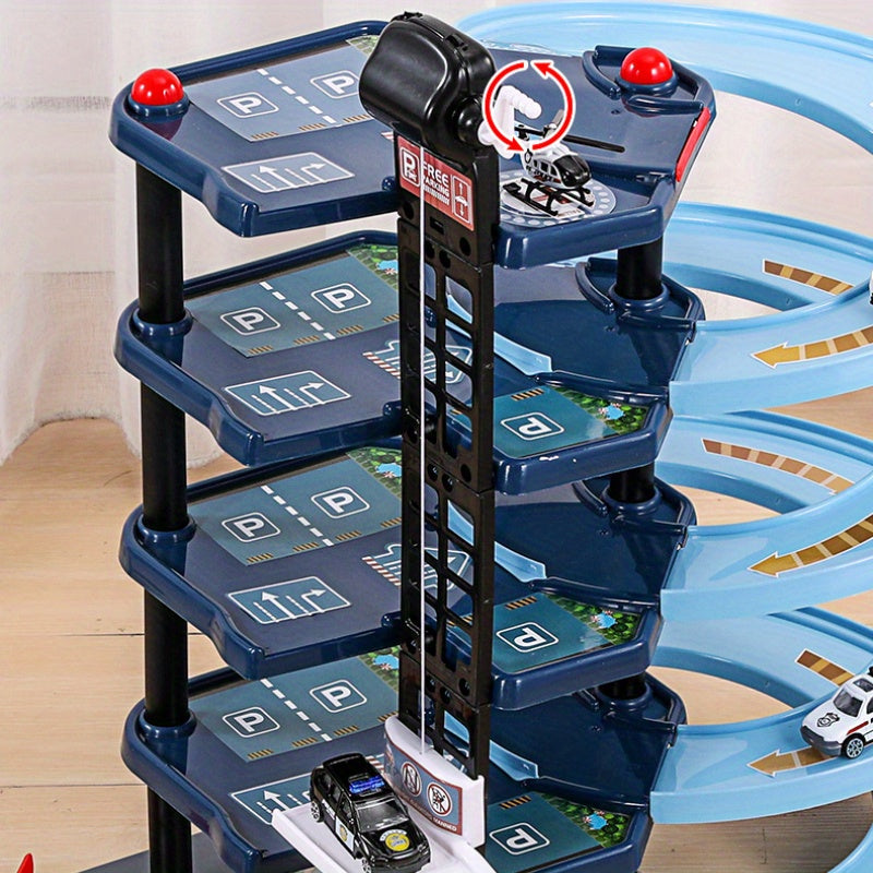 FirePark Garage Playset - Multi-Level with Fire Trucks and Traffic Signs