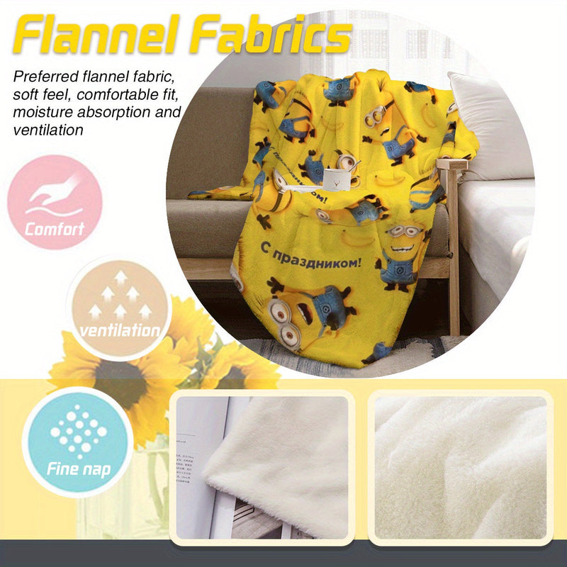 Minions Fleece Blanket - Soft & Warm Flannel Blanket for Kids