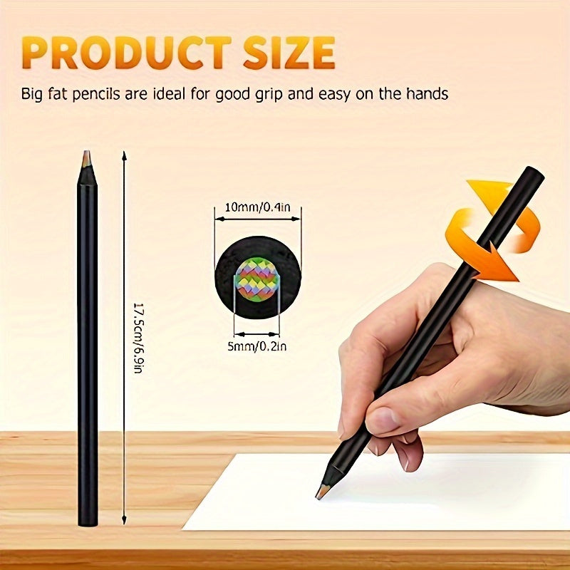 12-Pack Rainbow Colored Pencils – Gradient Pencils with 2mm Graphite for Art and Writing