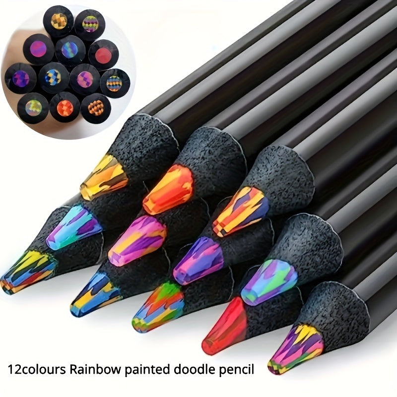 12-Pack Rainbow Colored Pencils – Gradient Pencils with 2mm Graphite for Art and Writing