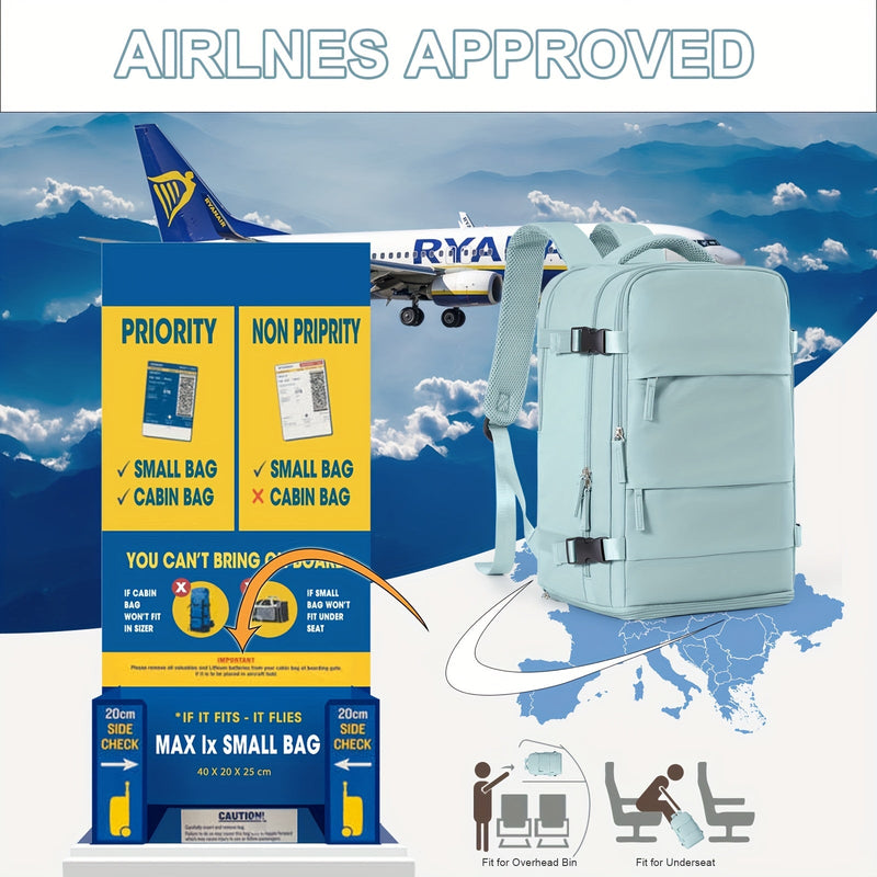 Multifunctional Travel & Day Backpack with Shoe Compartment and Waterproof Compartments