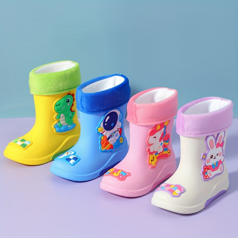 Children's Rain Boots with Cartoon Space Traveler – Warm and Waterproof for Winter