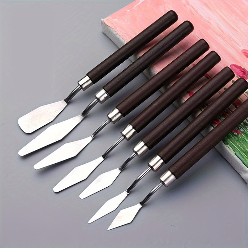 7-Piece Stainless Steel Palette Knife Set – For Painting and Mixing Colors