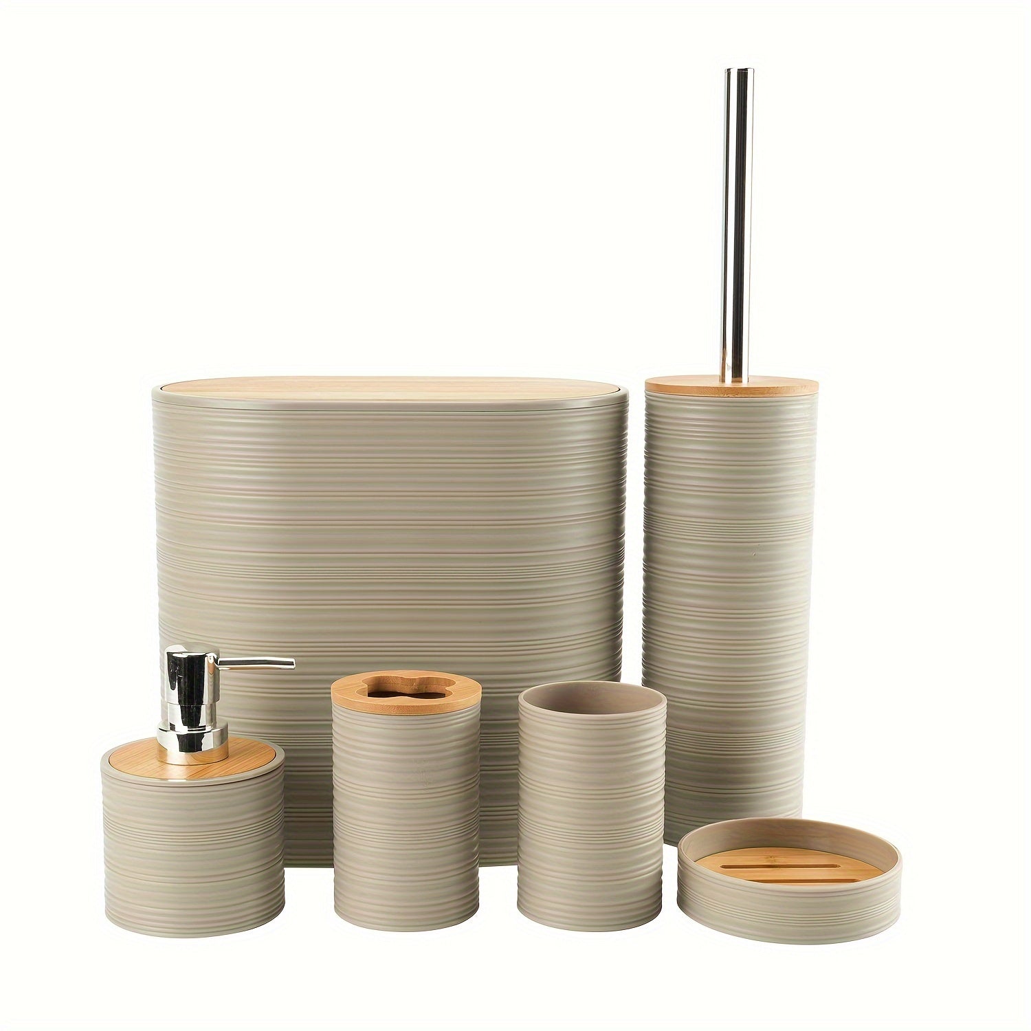 Modern Bathroom Set with Bamboo Accents – Organized and Elegant in One