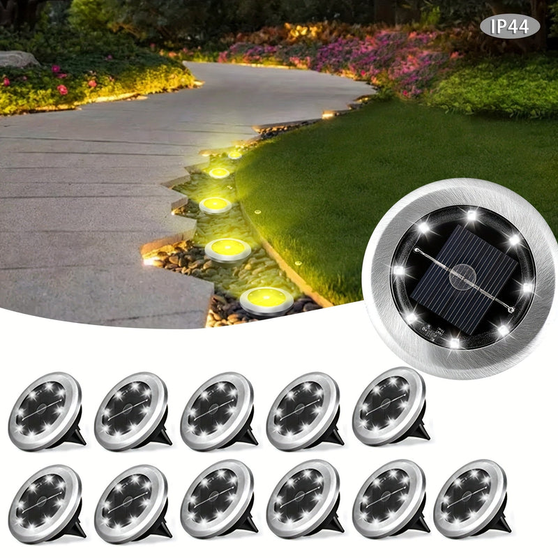 Solar Ground Spot Lighting – Geometric Stainless Steel Design for Gardens and Paths